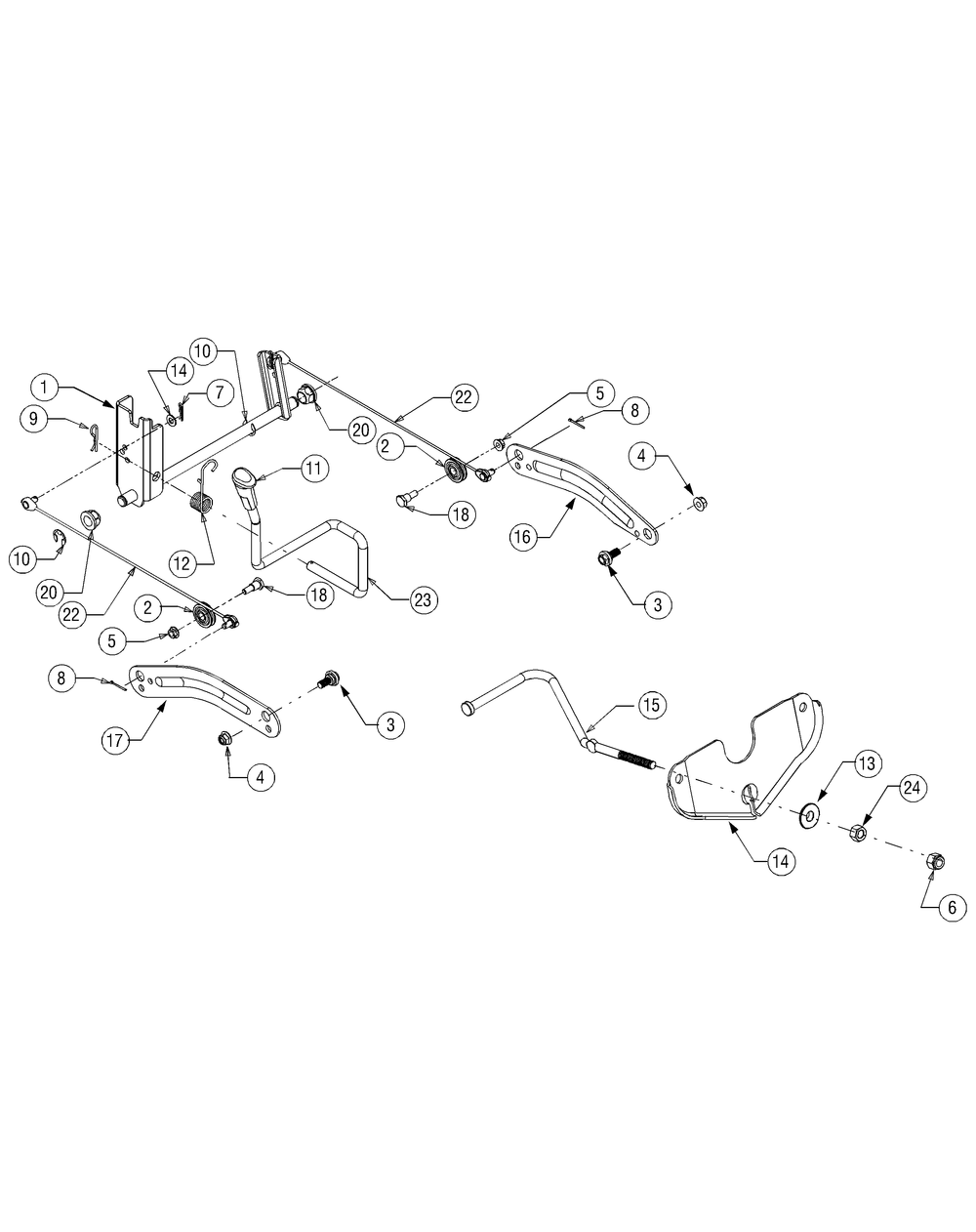 Lift Assembly Diagram and Parts List for LT1040 13AX10CG709-13AX10CG710-13BX10CG710 Cub Cadet Lawn Tractor